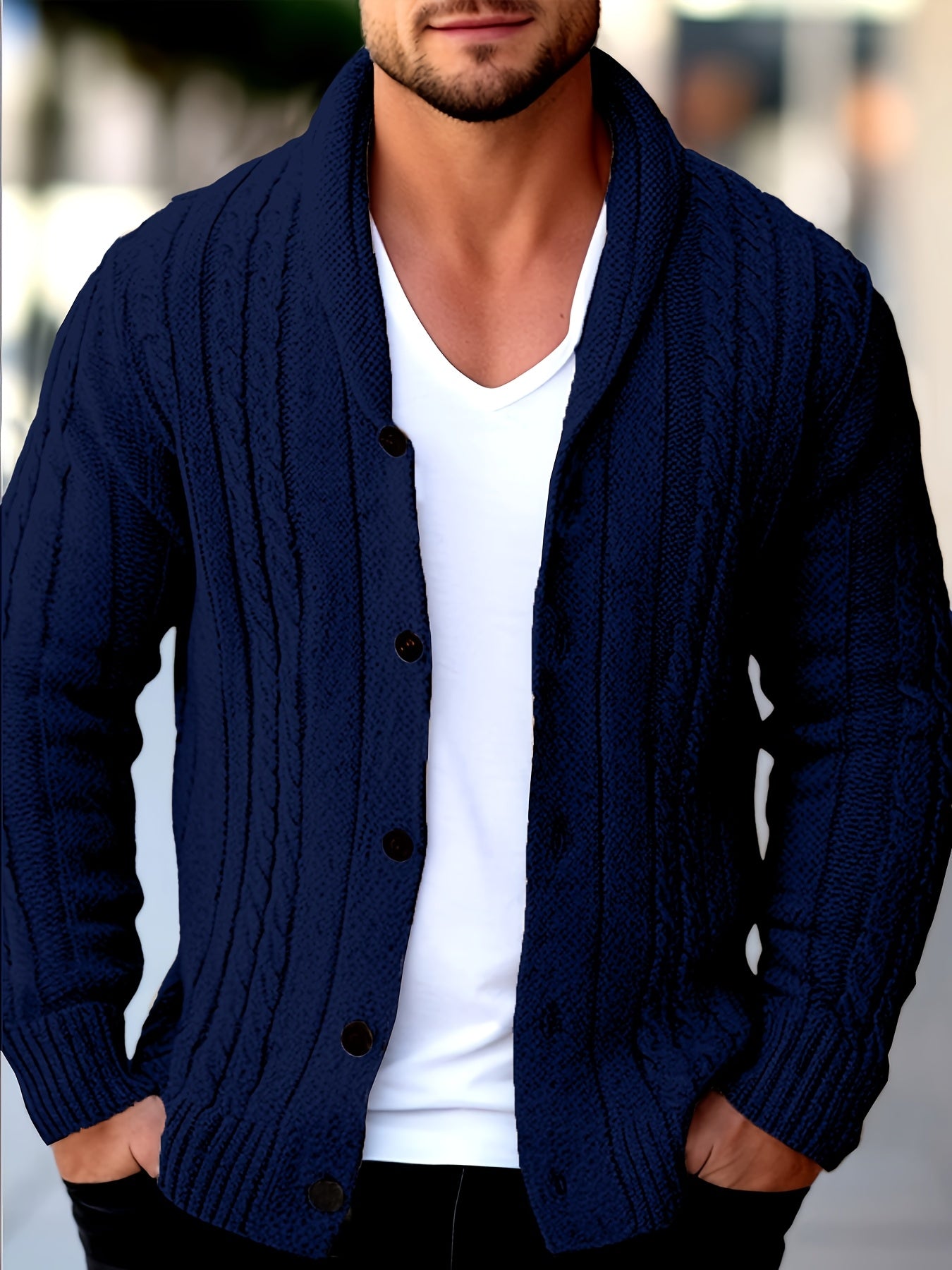 TEXTURED KNIT CARDIGAN FOR MEN
