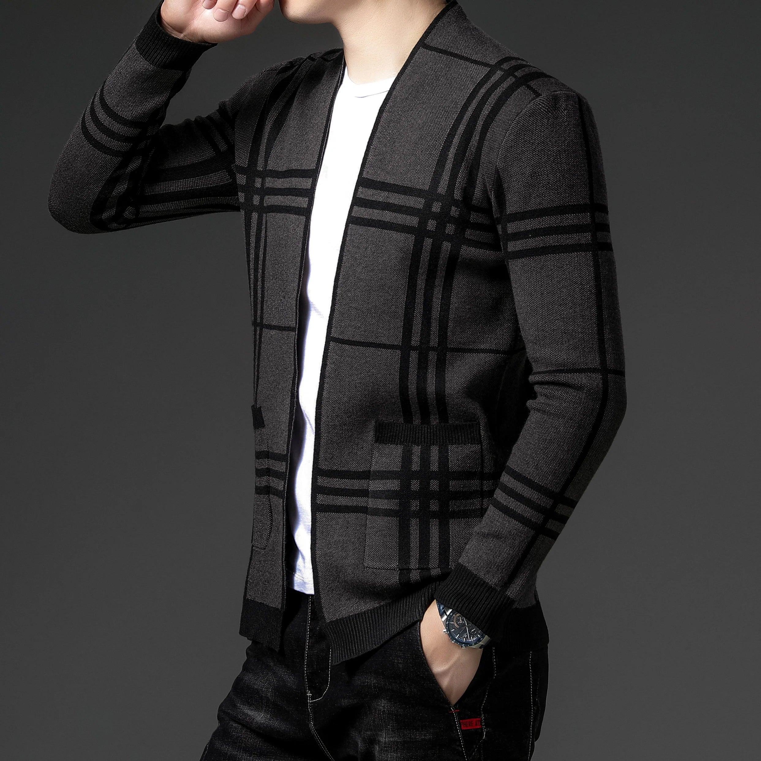 WENTWORTH LONDON | CHECKERED KNIT CARDIGAN FOR MEN