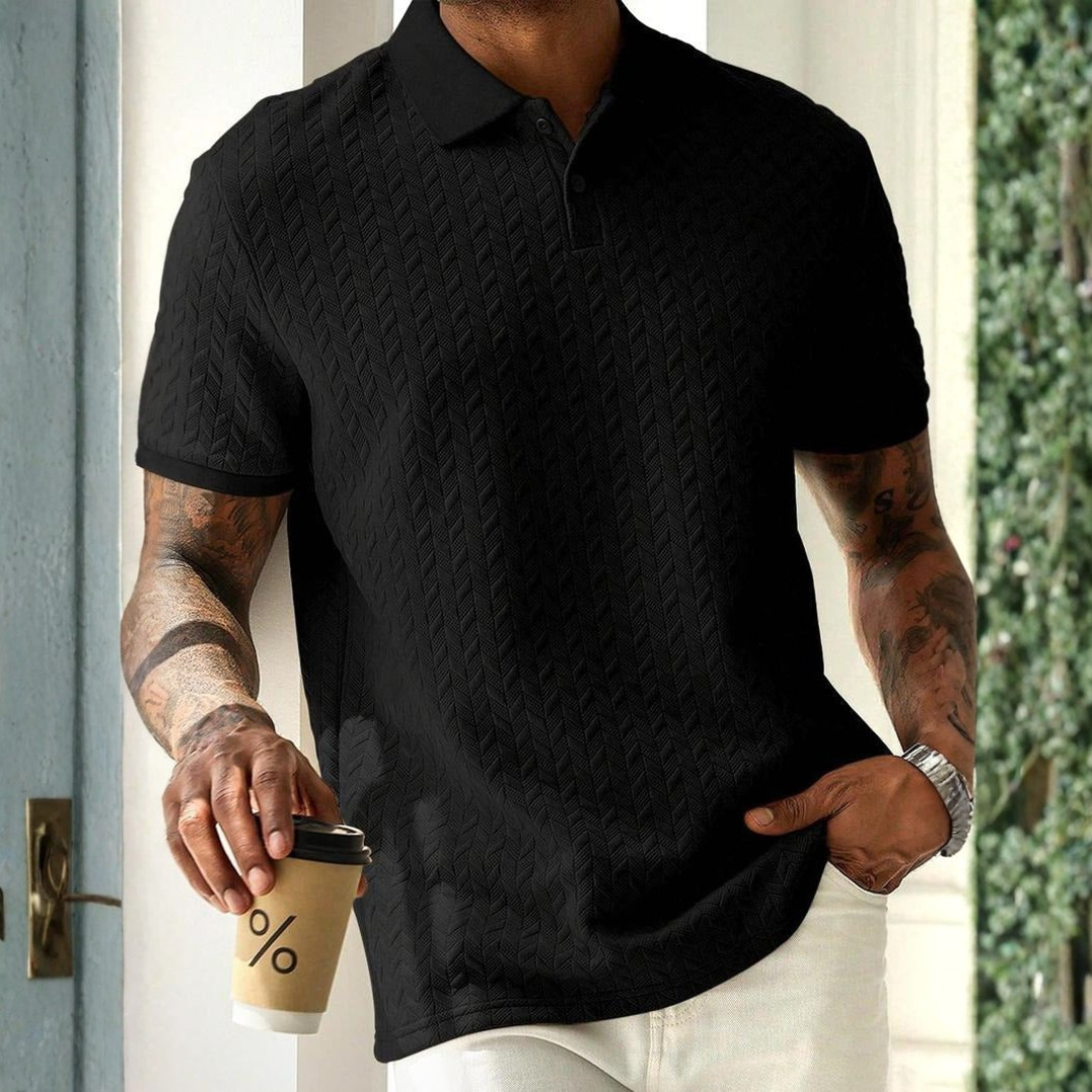 ZIGZAG KNIT POLO SHIRT FOR MEN