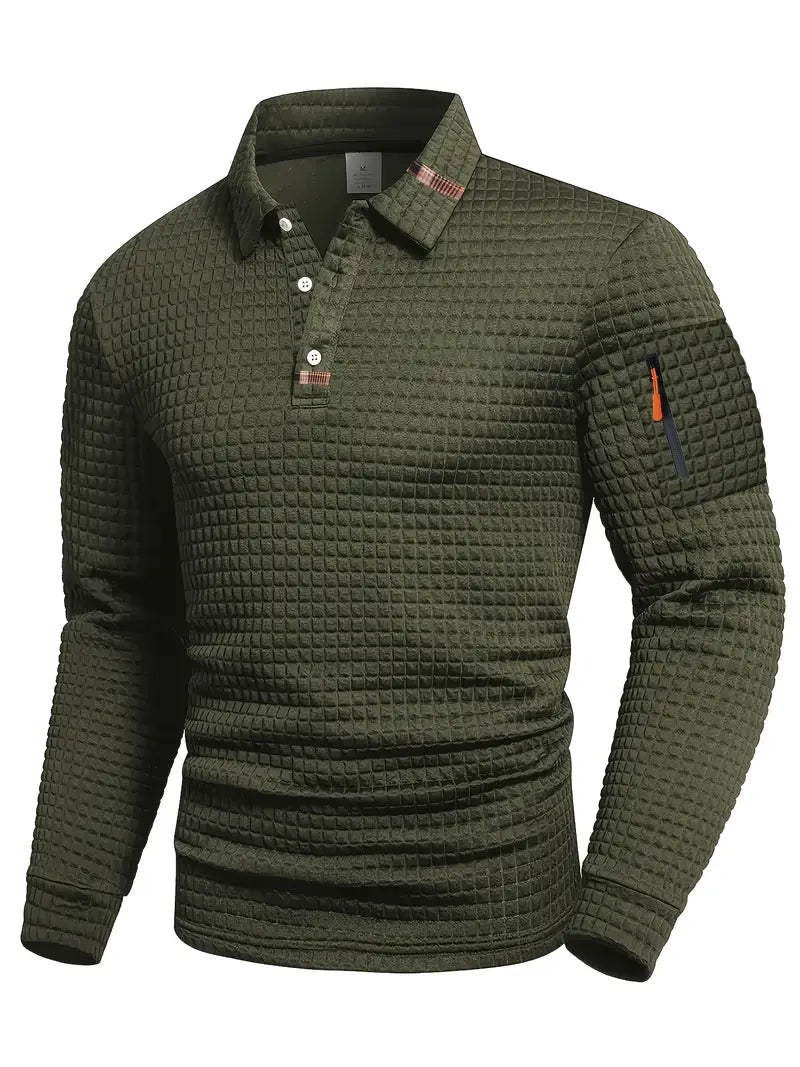 WAFFLE KNIT POLO FOR MEN