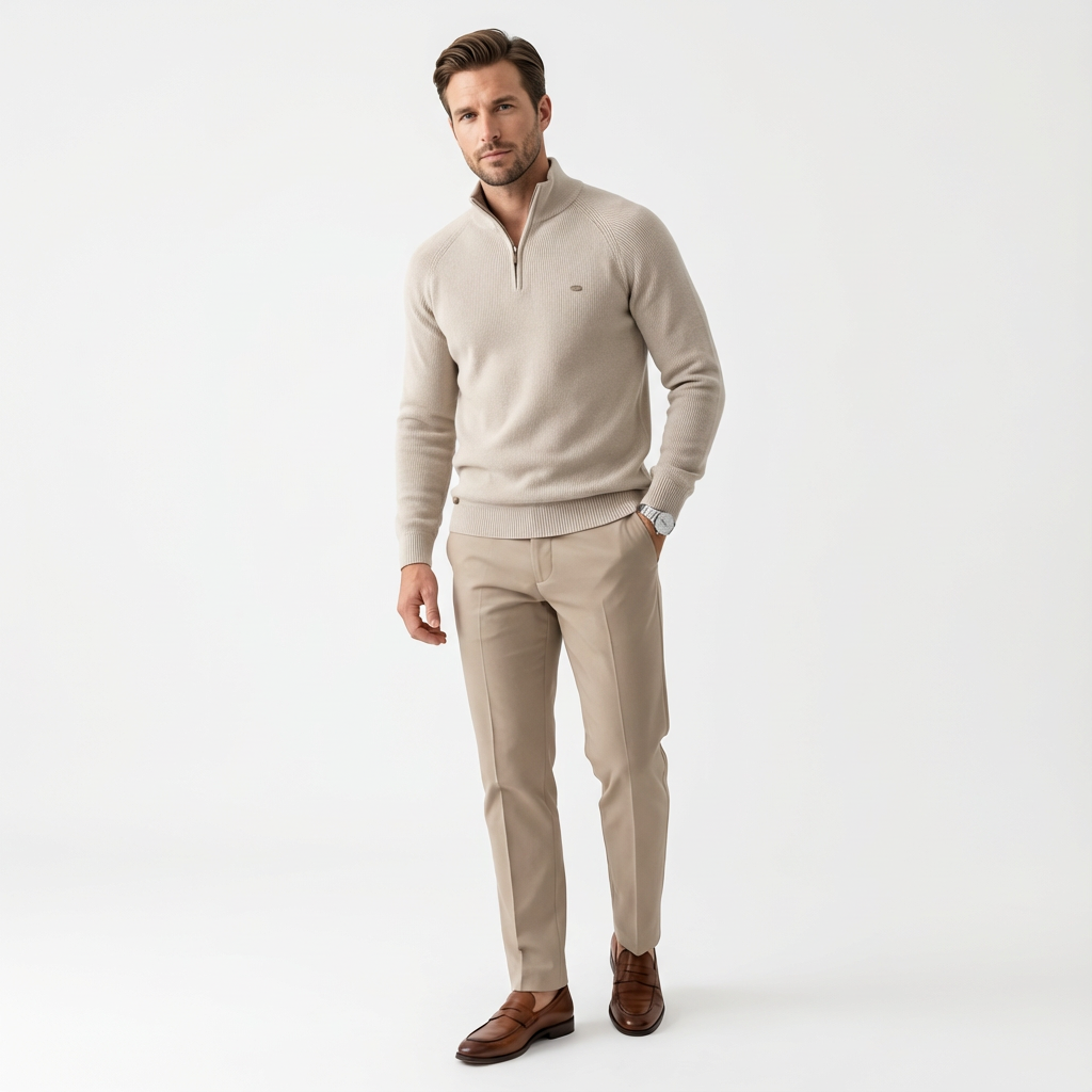 TEXTURED COTTON SWEATER FOR MEN