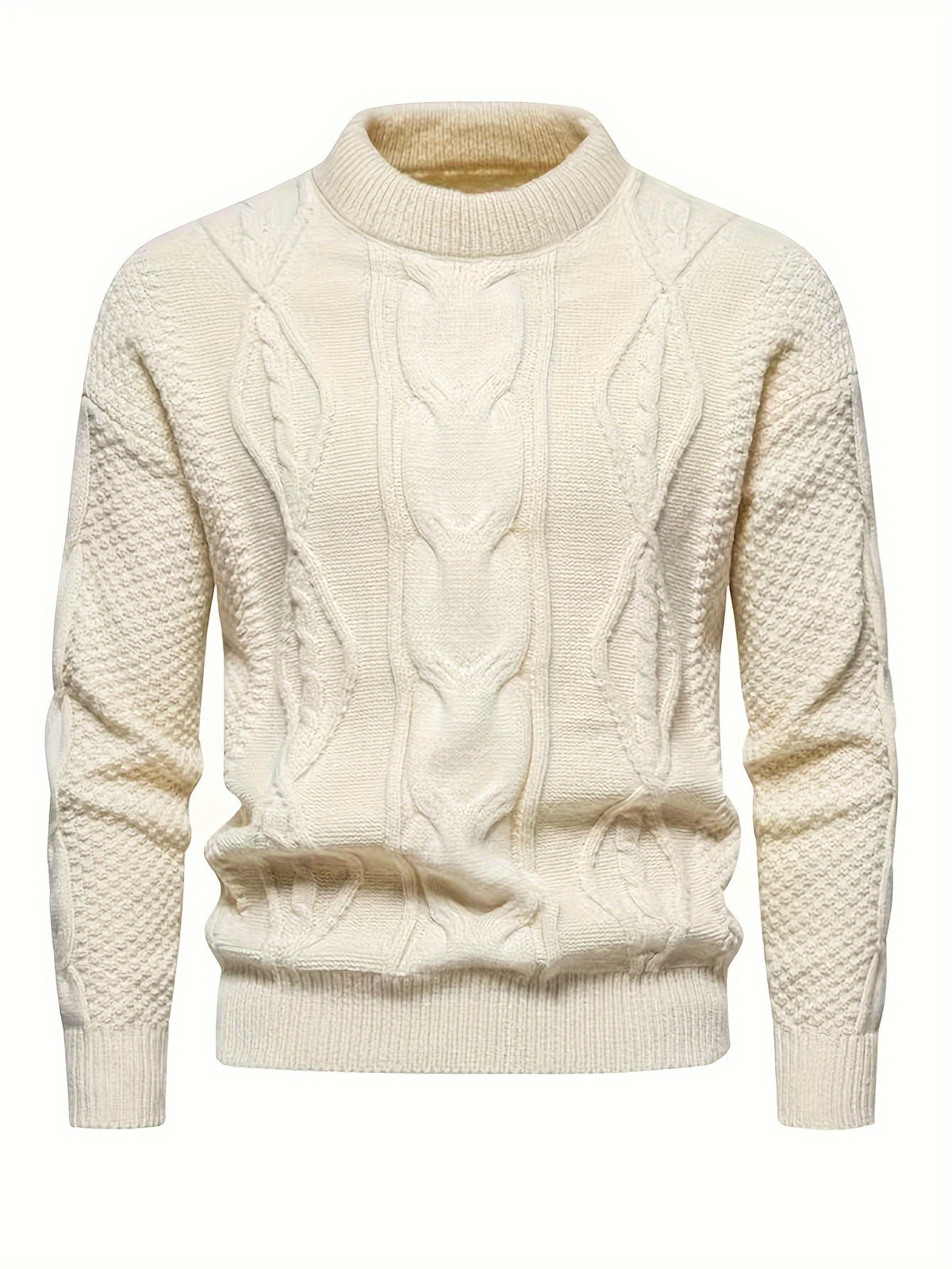 CABLE KNIT CREW NECK SWEATER FOR MEN