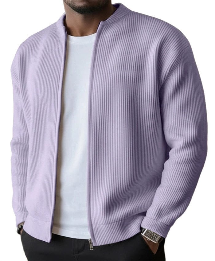 RIBBED ZIP CARDIGAN JACKET FOR MEN