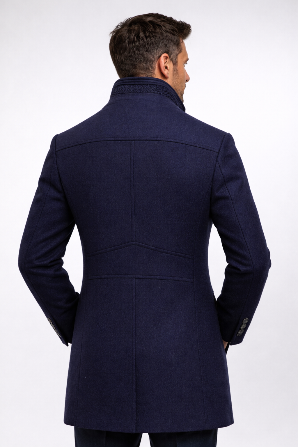 COLORBLOCK WOOL OVERCOAT FOR MEN