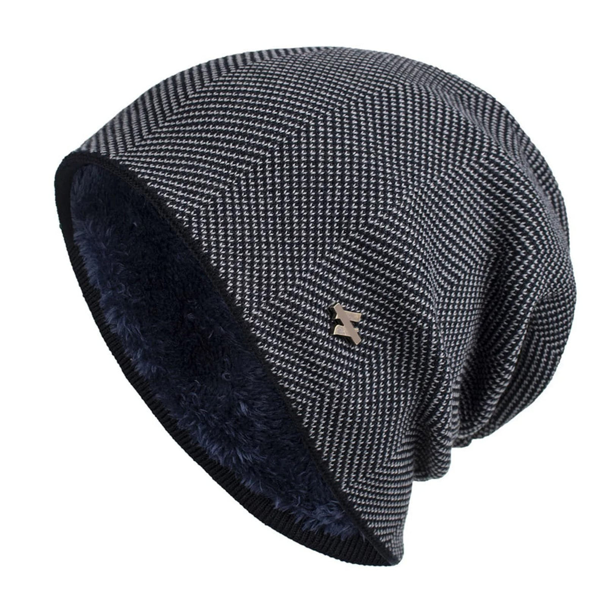HERRINGBONE FLEECE BEANIE FOR MEN