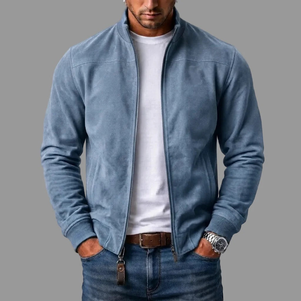 SUEDE RIBBED BOMBER JACKET FOR MEN