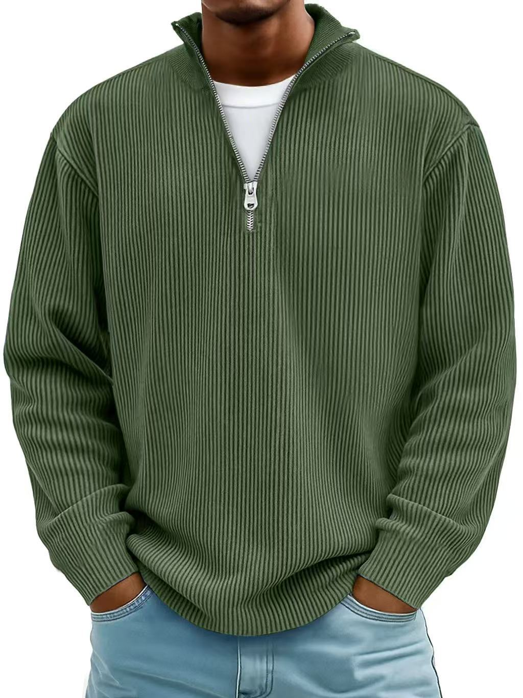 RIBBED ZIP NECK JUMPER FOR MEN