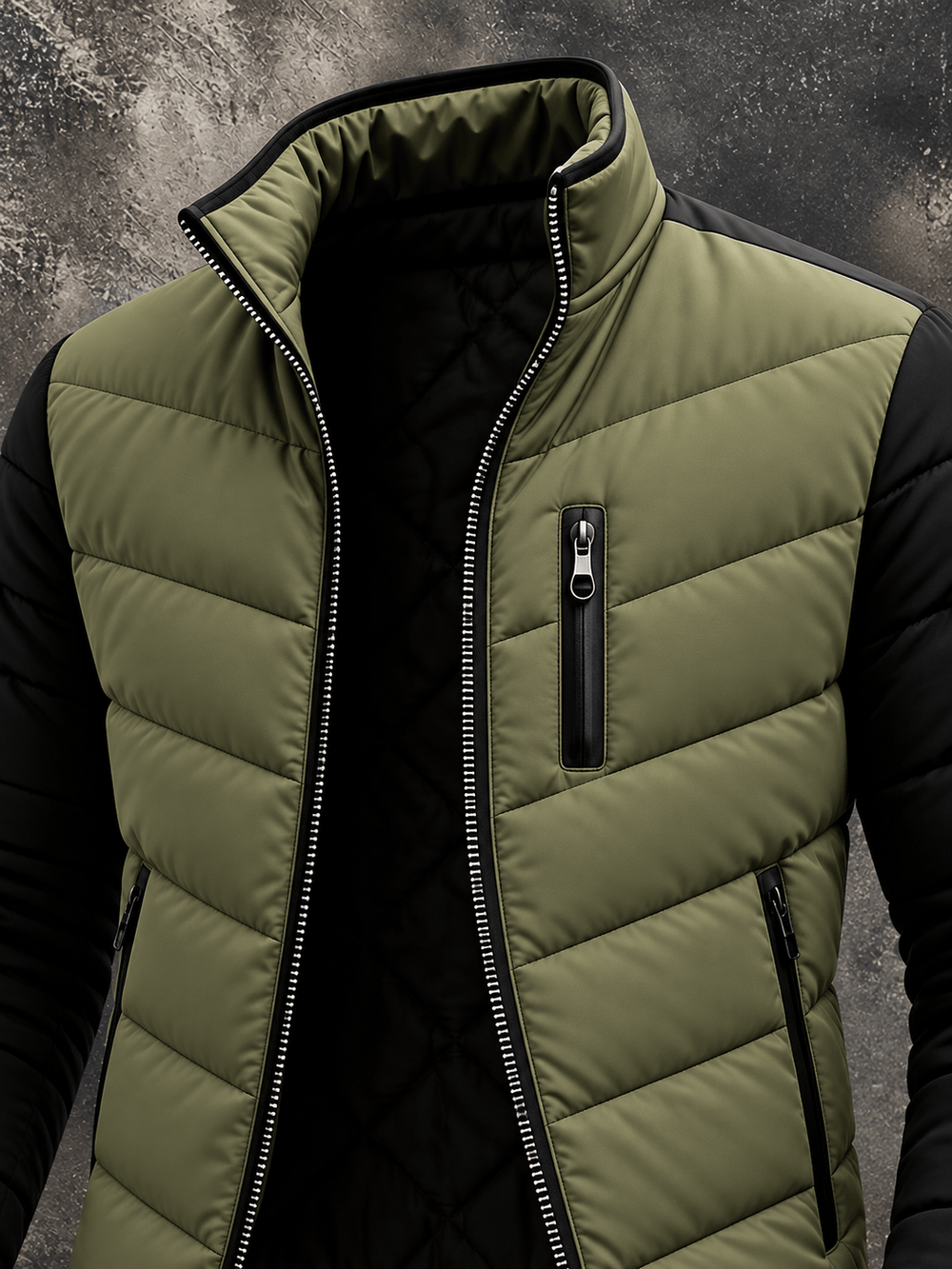 PADDED QUILTED ZIP JACKET FOR MEN
