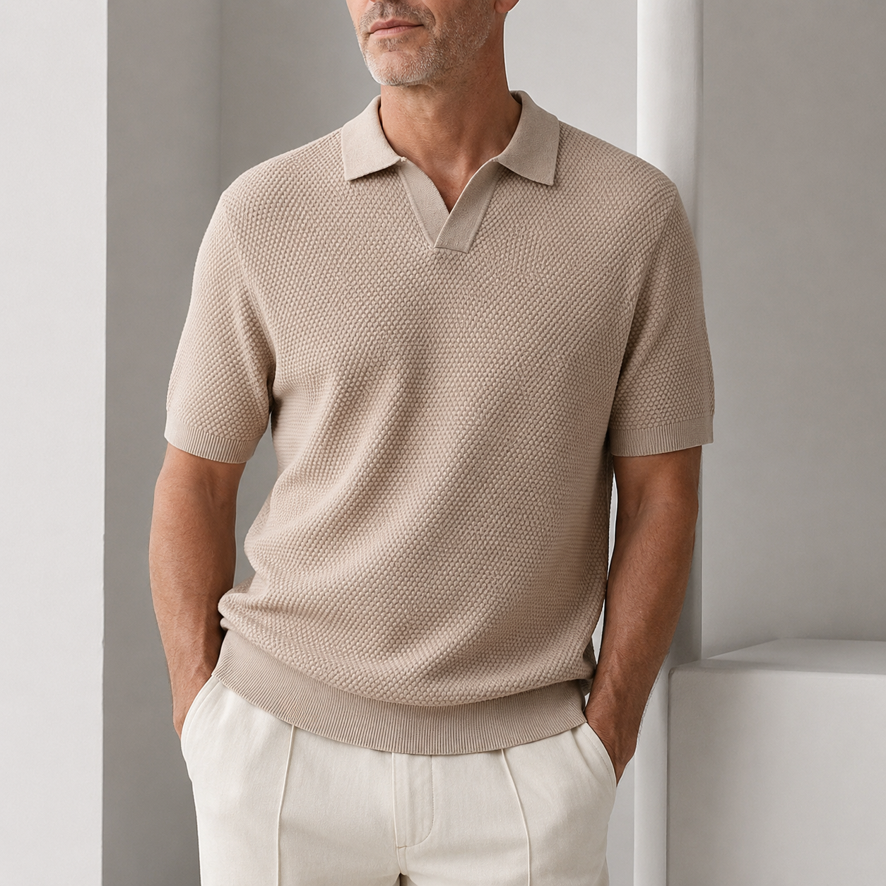 WOVEN POLO SHIRT FOR MEN