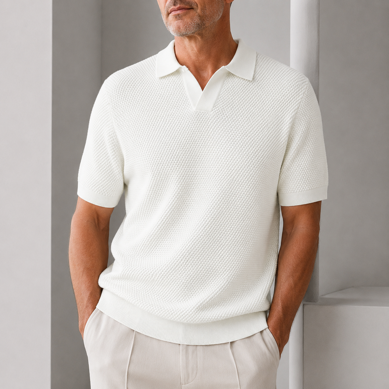 WOVEN POLO SHIRT FOR MEN