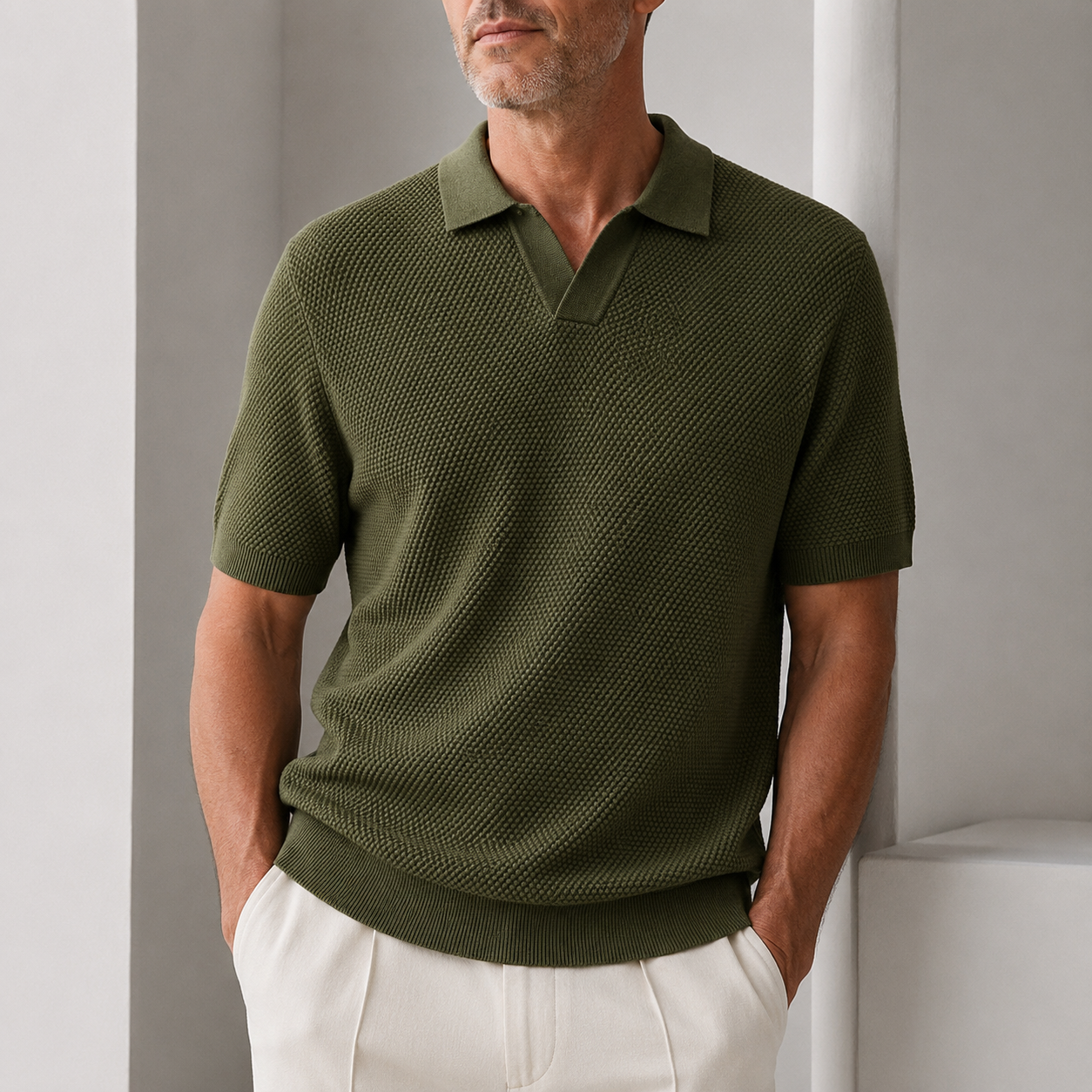 WOVEN POLO SHIRT FOR MEN
