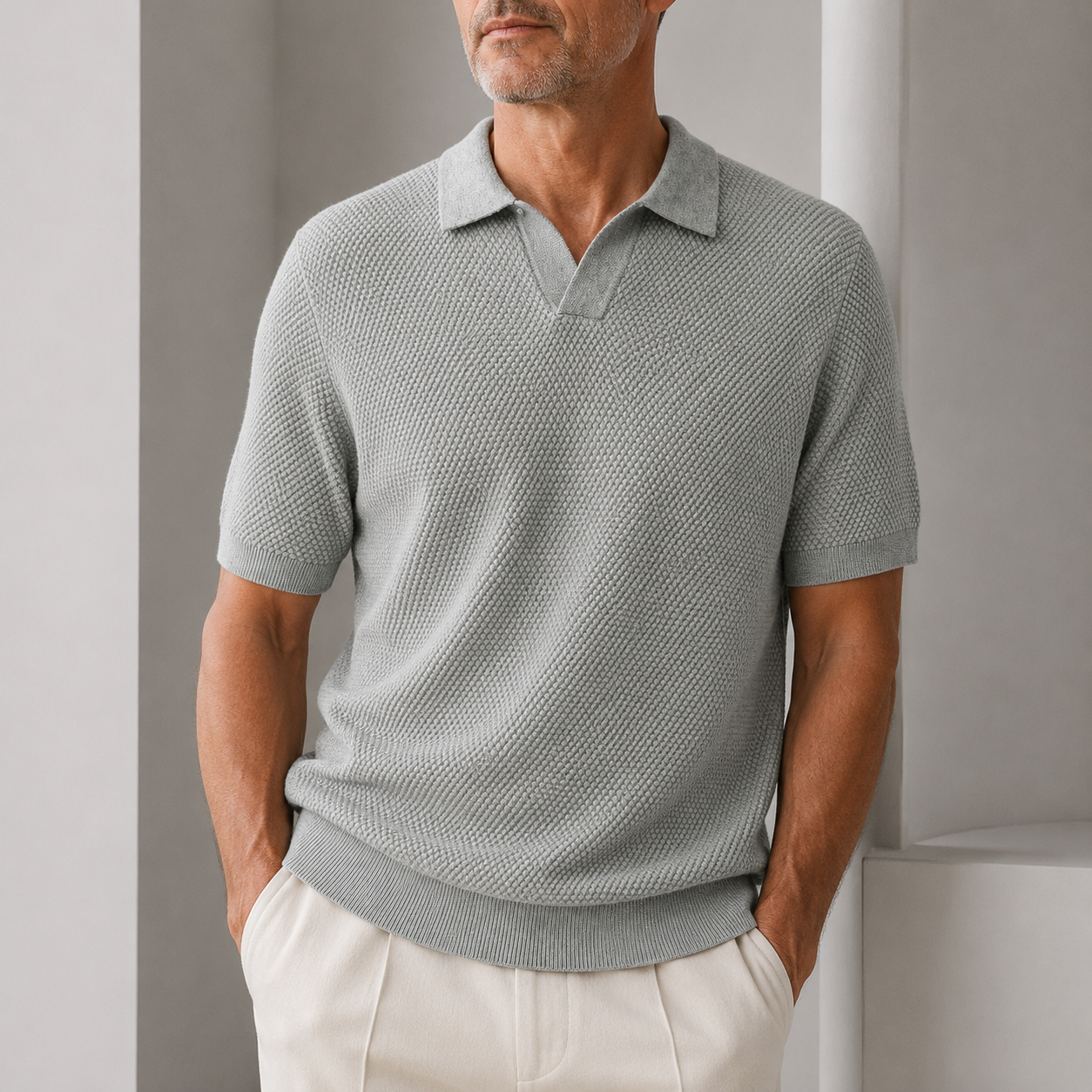 WOVEN POLO SHIRT FOR MEN