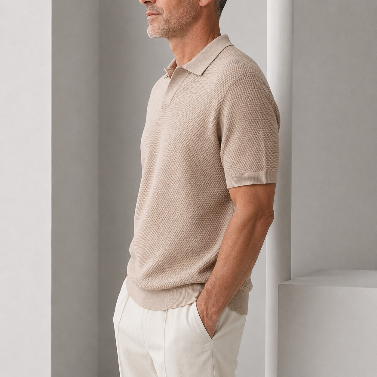WOVEN POLO SHIRT FOR MEN