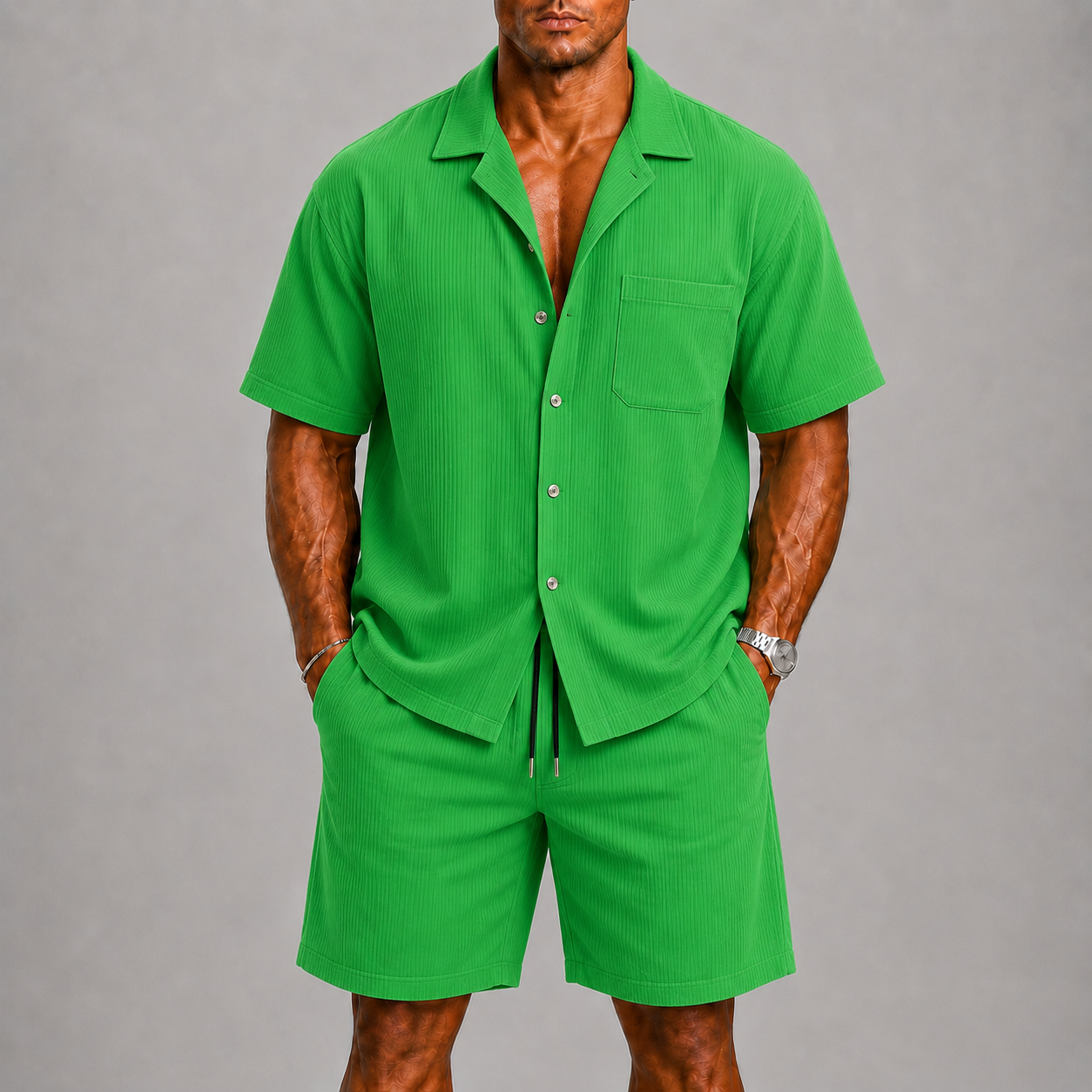 TEXTURED TWO PIECE SET FOR MEN