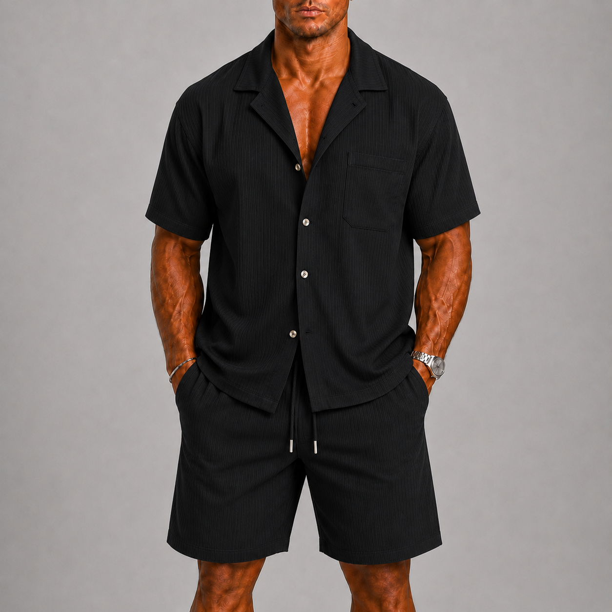 TEXTURED TWO PIECE SET FOR MEN