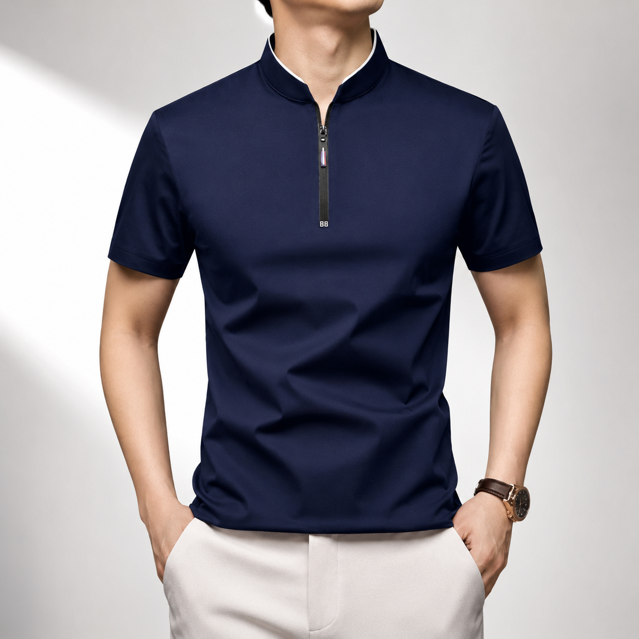 QUARTER-ZIP POLO SHIRT FOR MEN