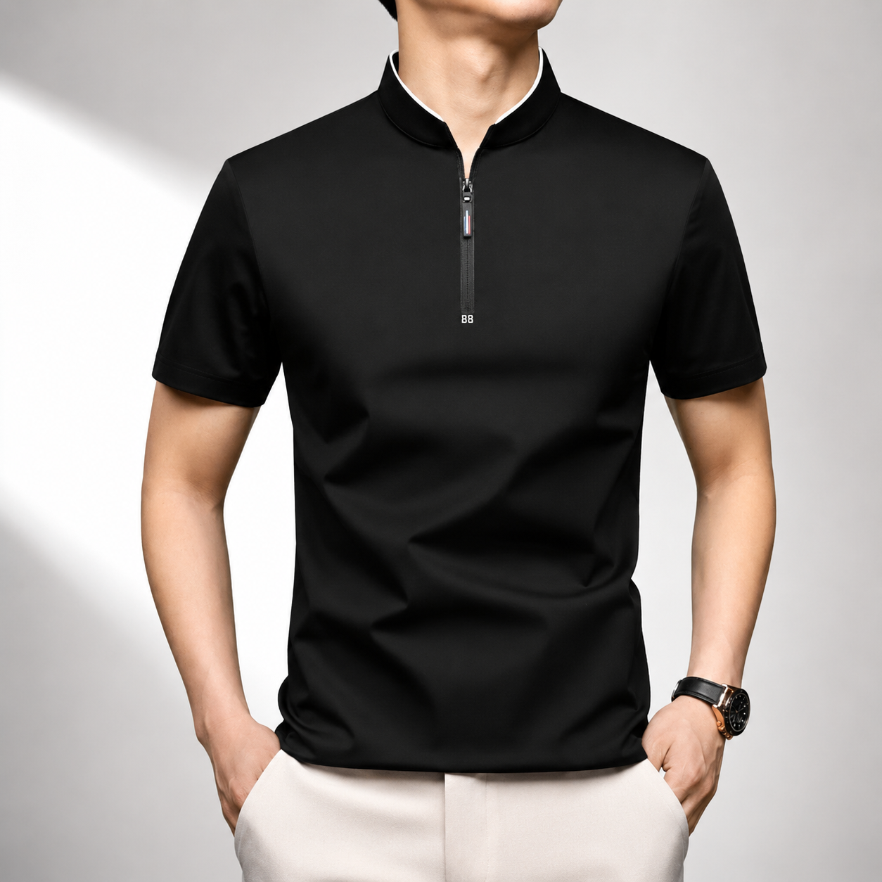 QUARTER-ZIP POLO SHIRT FOR MEN