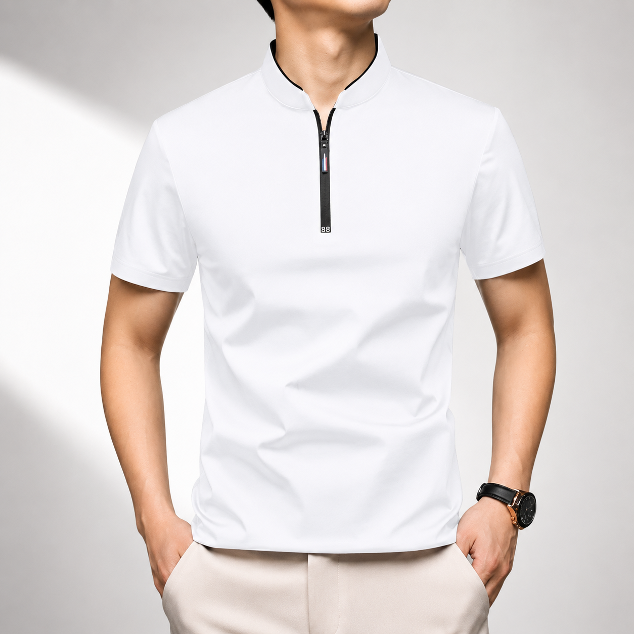 QUARTER-ZIP POLO SHIRT FOR MEN