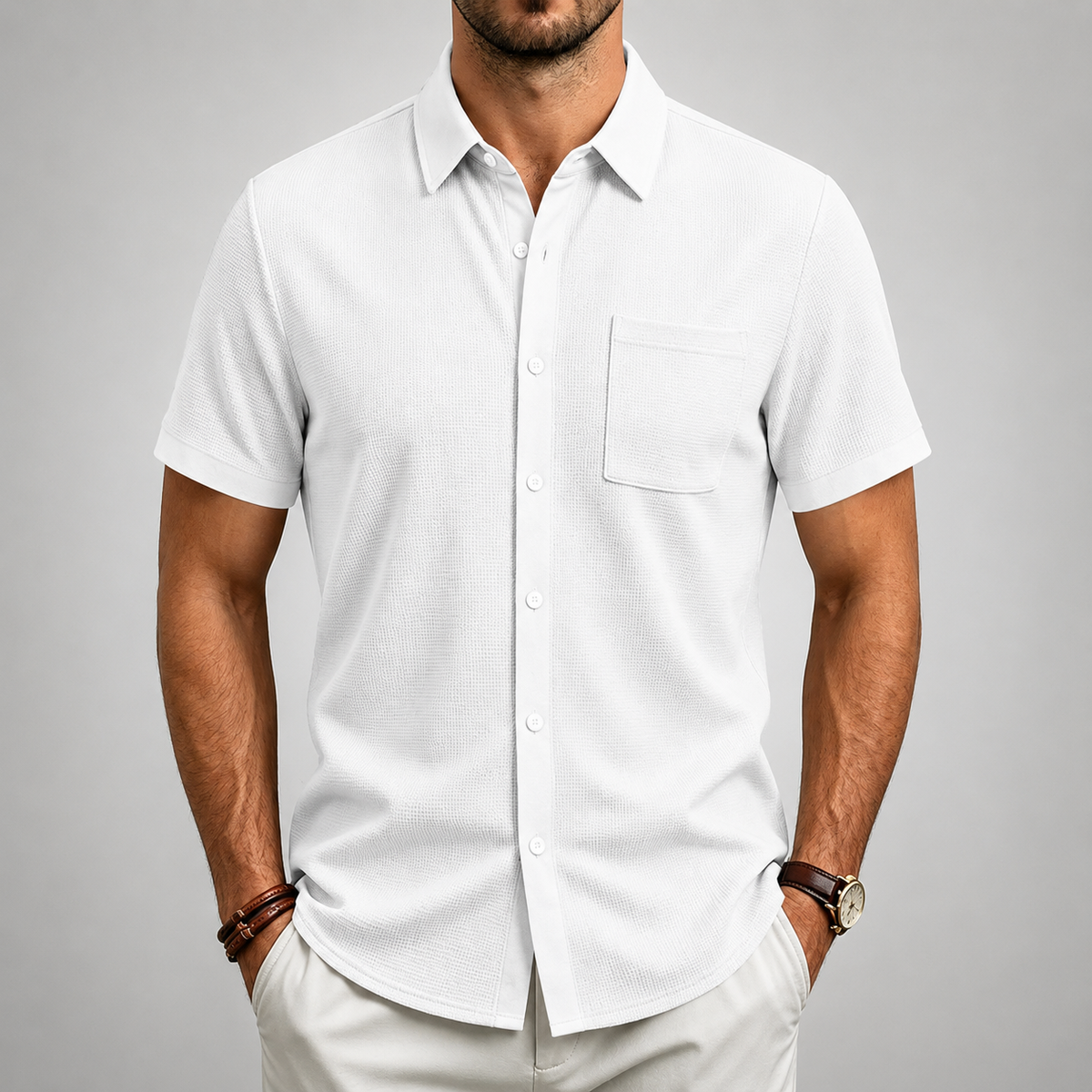 TEXTURED BUTTON SHIRT FOR MEN
