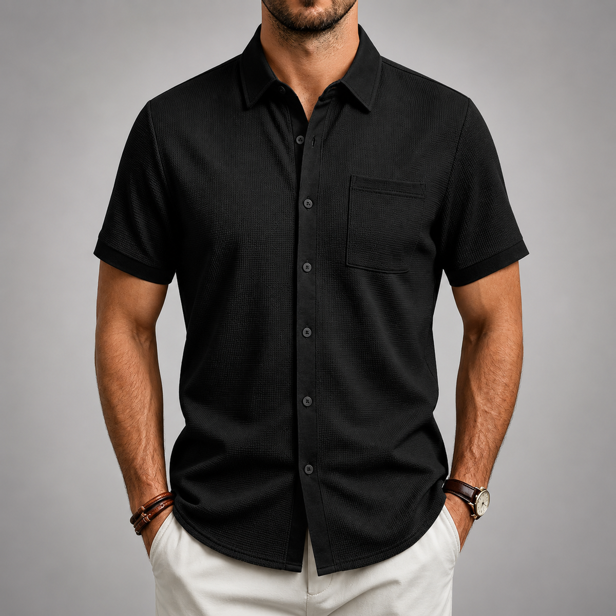 TEXTURED BUTTON SHIRT FOR MEN