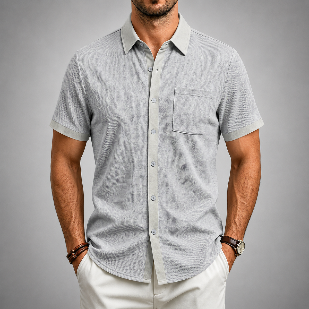TEXTURED BUTTON SHIRT FOR MEN