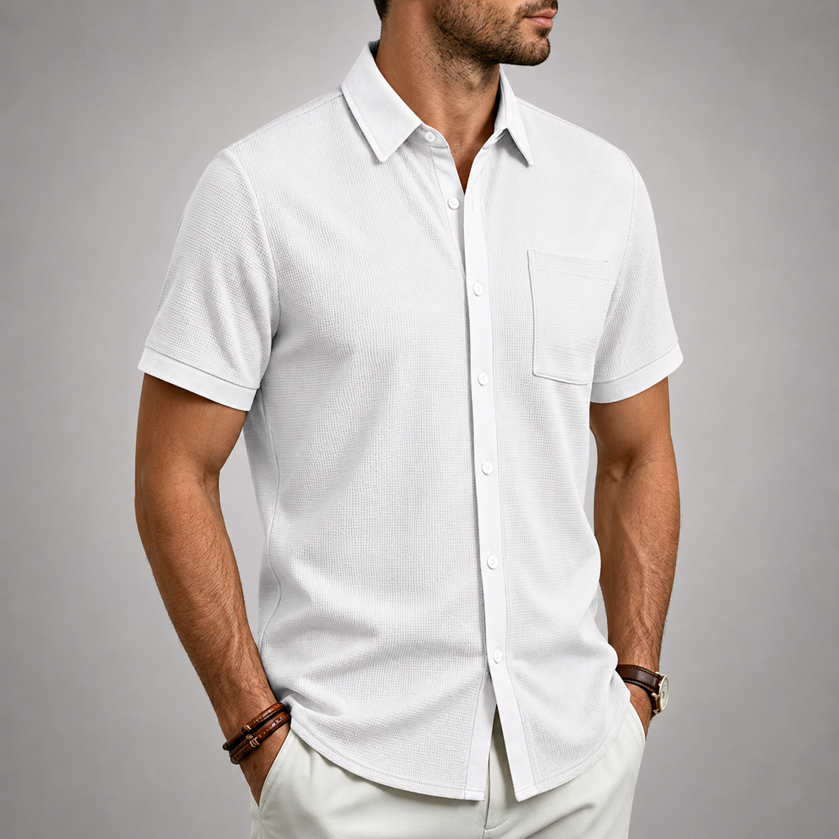 TEXTURED BUTTON SHIRT FOR MEN