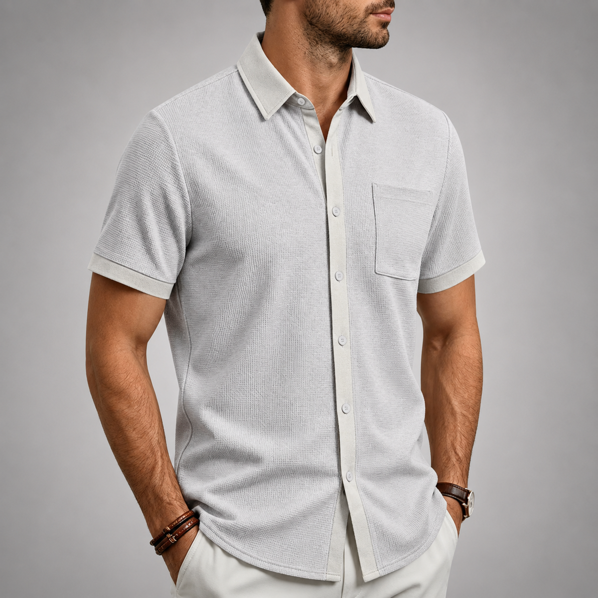 TEXTURED BUTTON SHIRT FOR MEN