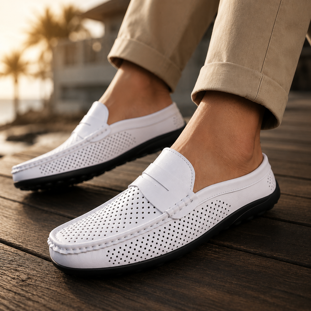 PERFORATED SLIP-ON SHOES FOR MEN