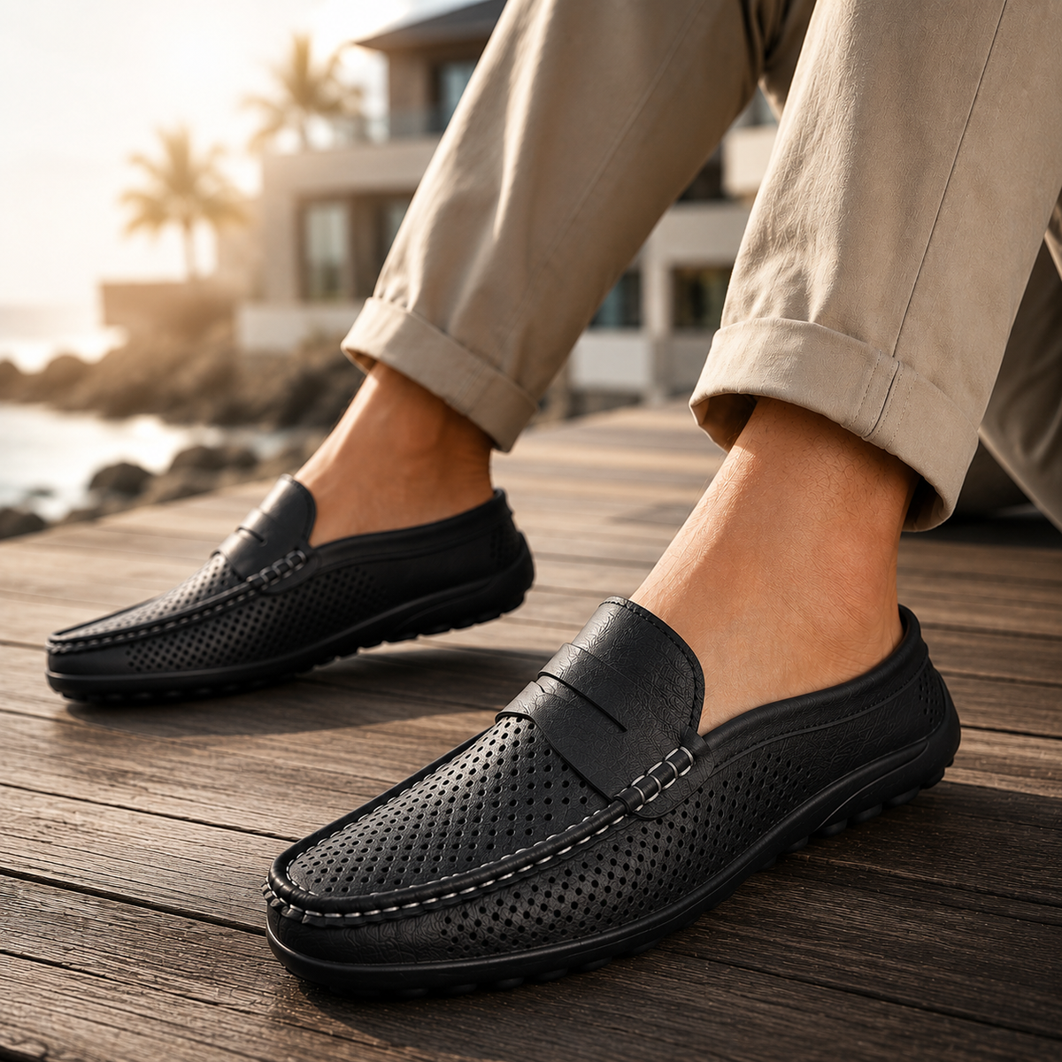 PERFORATED SLIP-ON SHOES FOR MEN