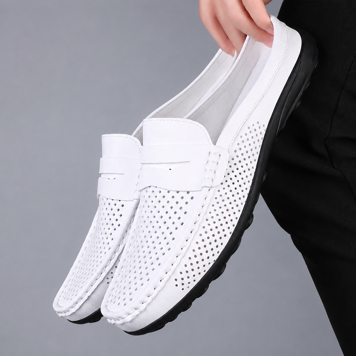 PERFORATED SLIP-ON SHOES FOR MEN