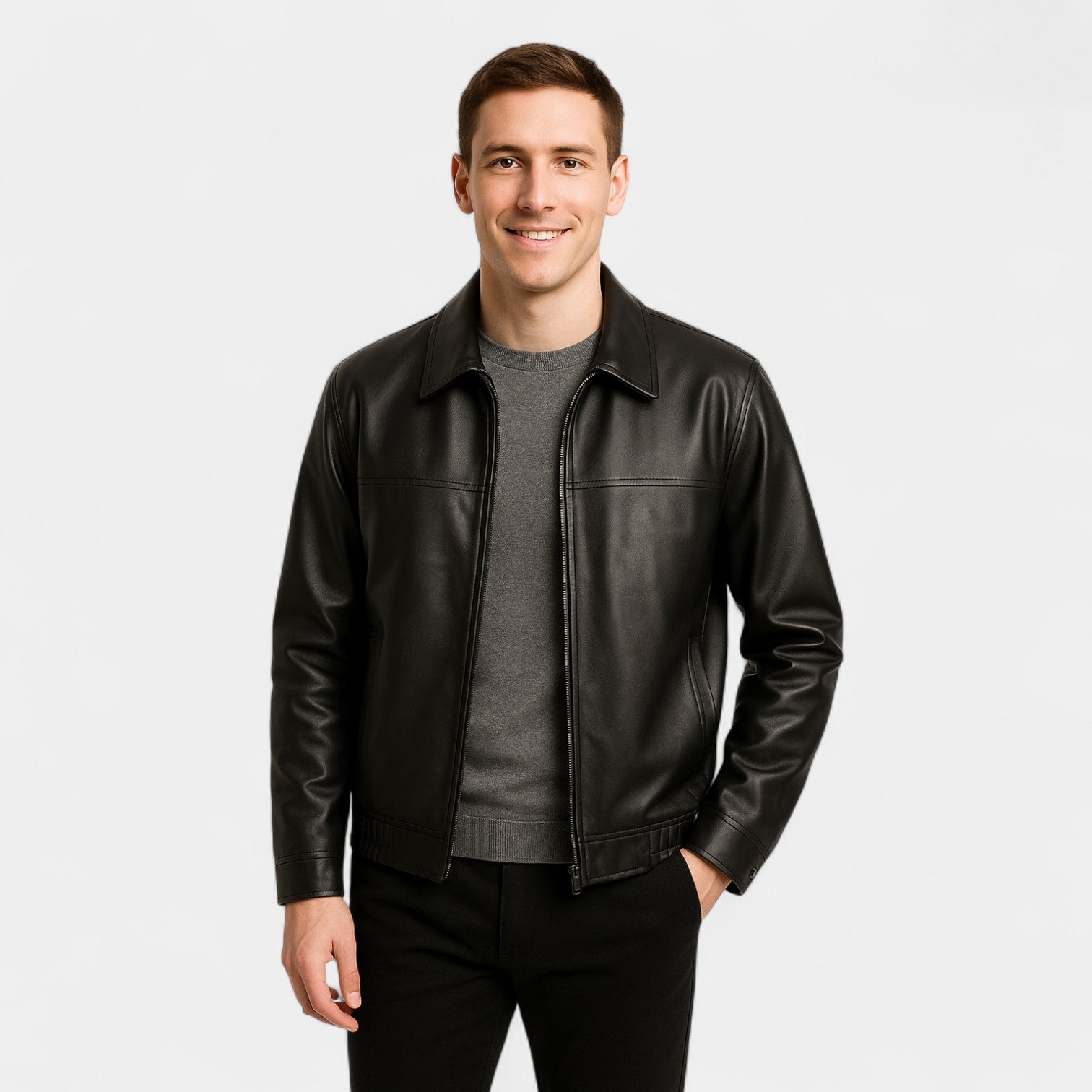 PU ZIP JACKET FOR MEN
