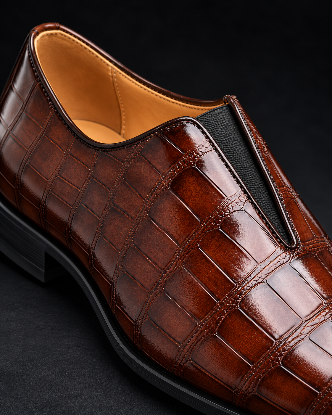 CROCODILE EMBOSSED SLIP ON LOAFERS FOR MEN