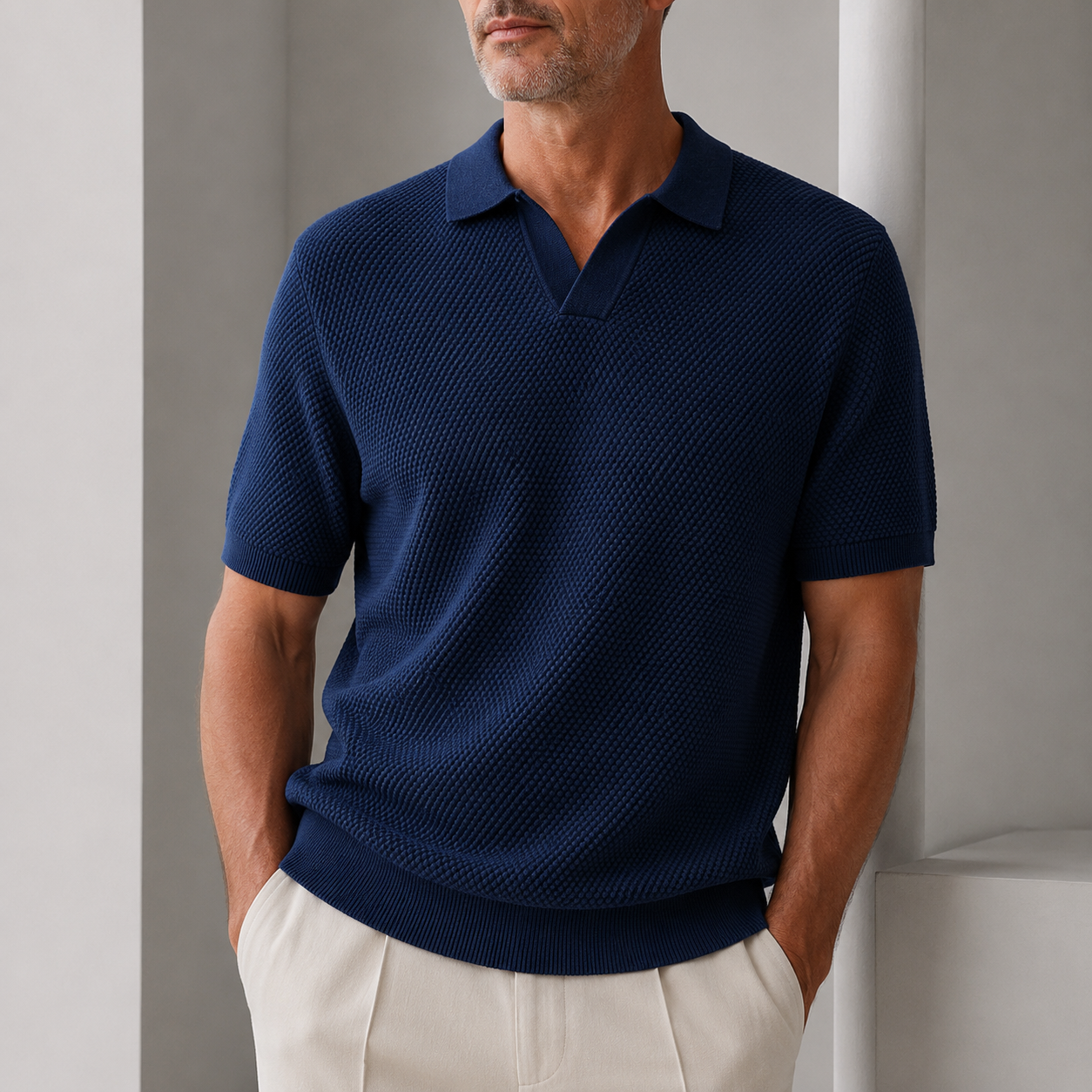 WOVEN POLO SHIRT FOR MEN