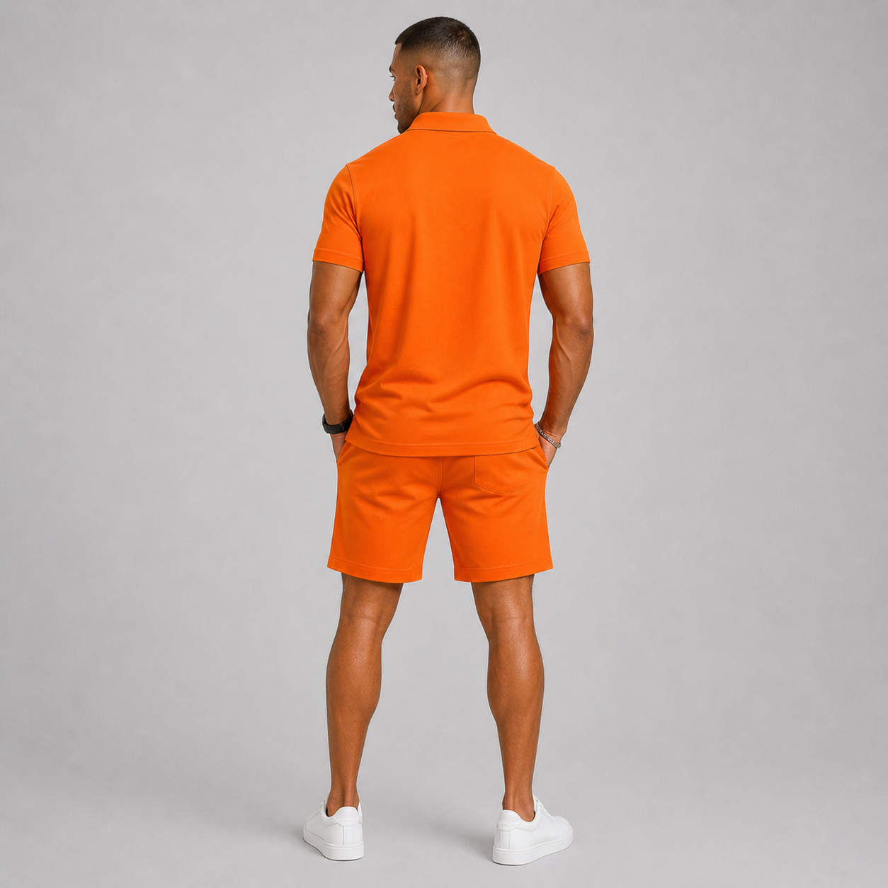 RIBBED POLO SHORTS SET FOR MEN