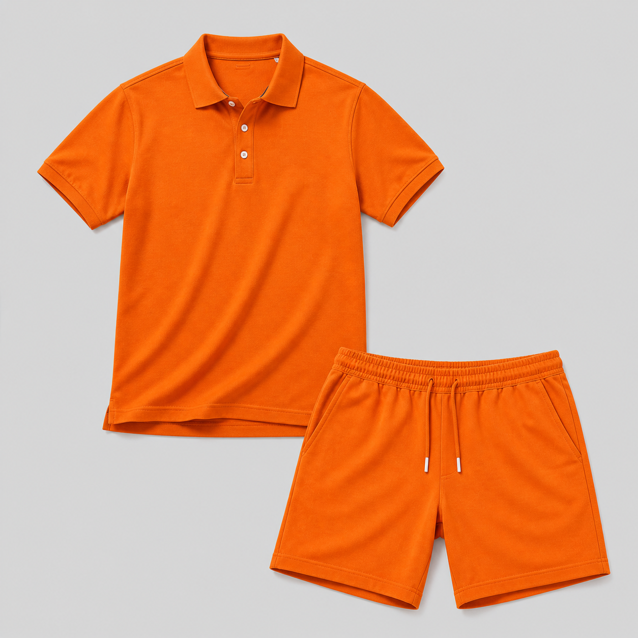 RIBBED POLO SHORTS SET FOR MEN