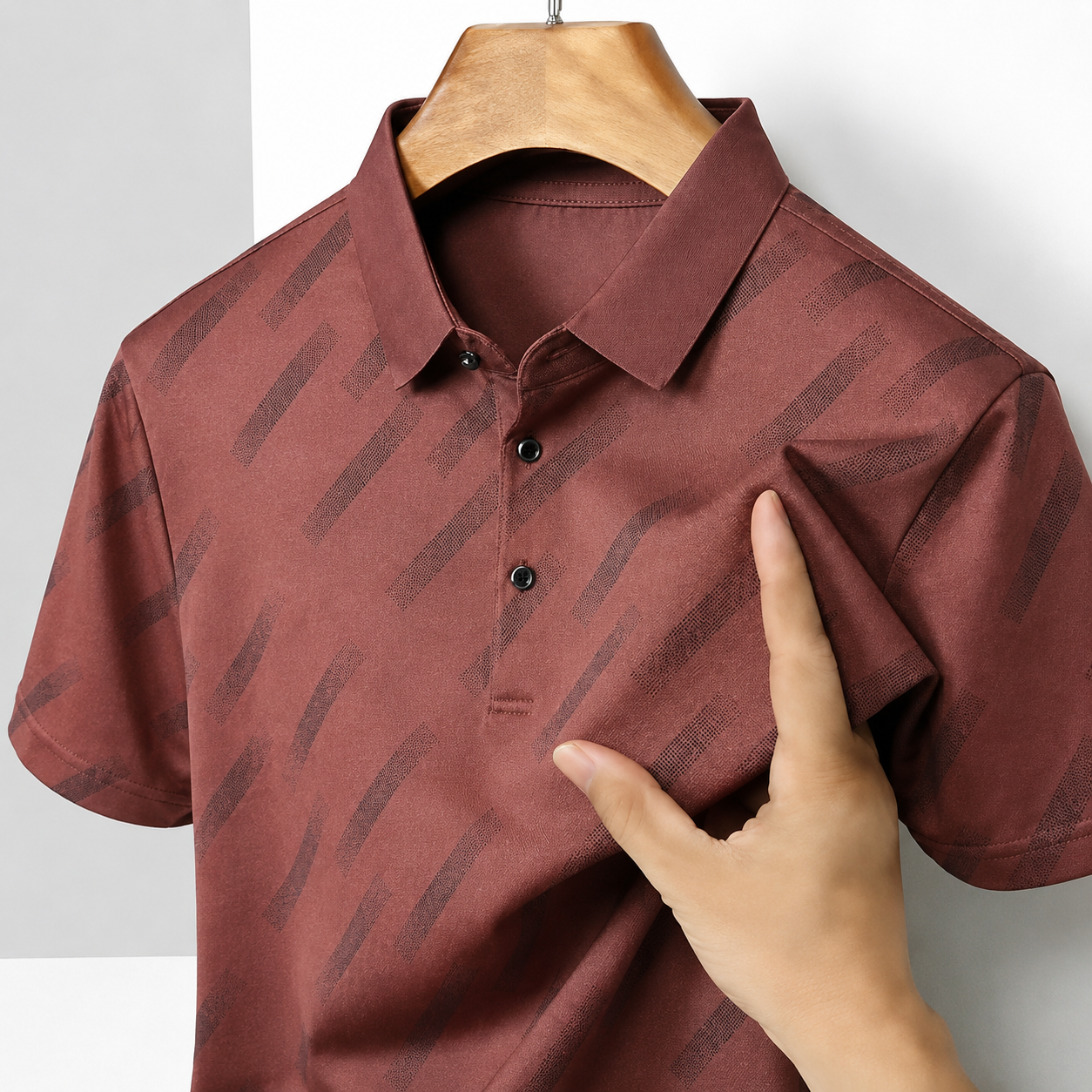 GEOMETRIC PRINT POLO SHIRT FOR MEN