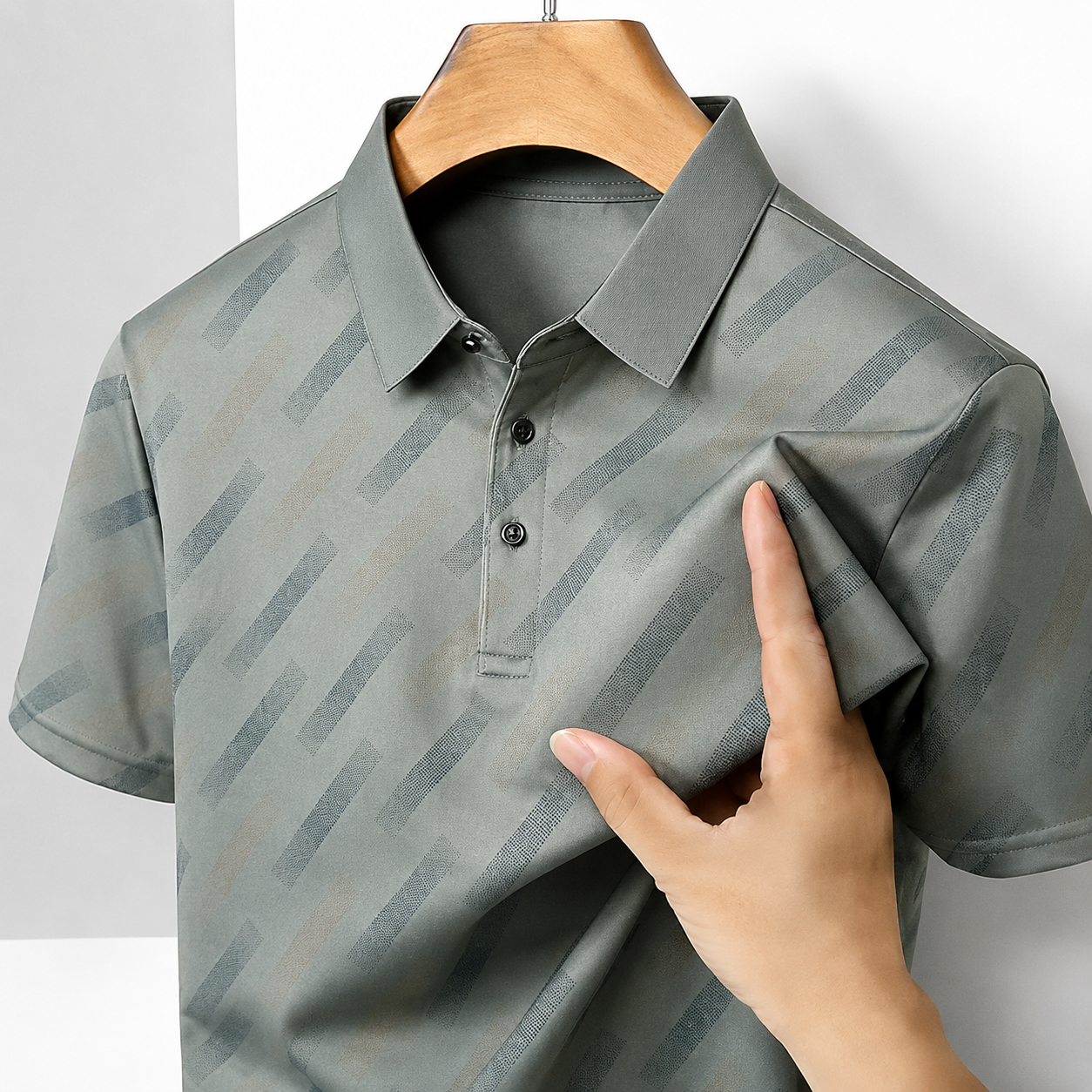 GEOMETRIC PRINT POLO SHIRT FOR MEN