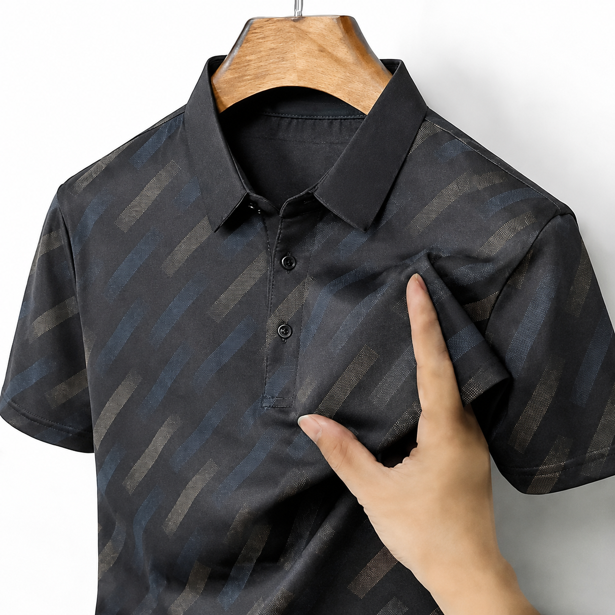 GEOMETRIC PRINT POLO SHIRT FOR MEN