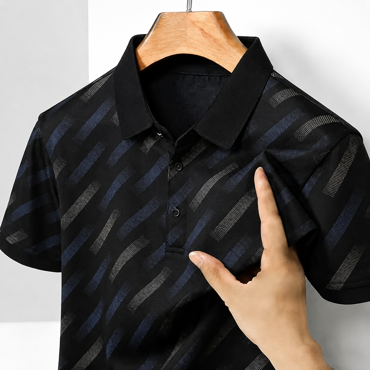 GEOMETRIC PRINT POLO SHIRT FOR MEN