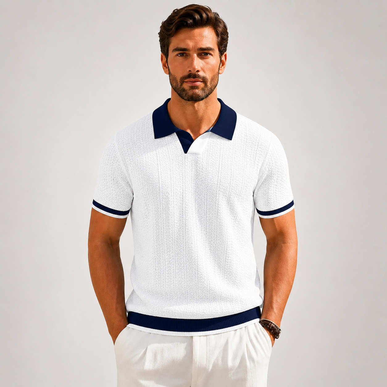 CONTRAST TRIM POLO FOR MEN