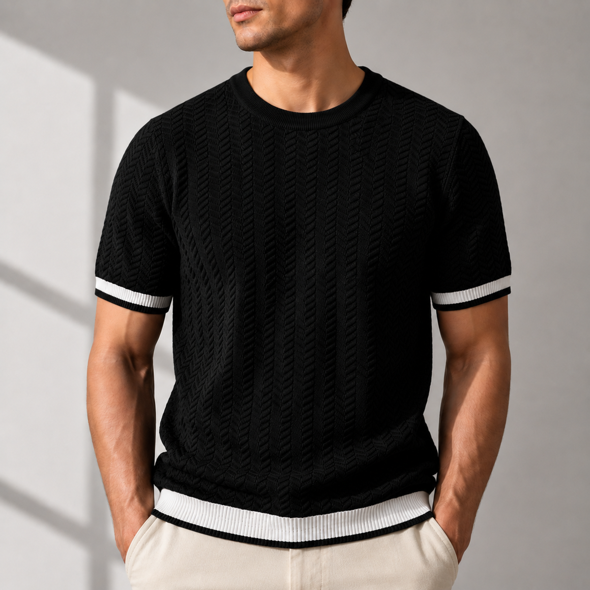 TEXTURED KNIT T-SHIRT FOR MEN