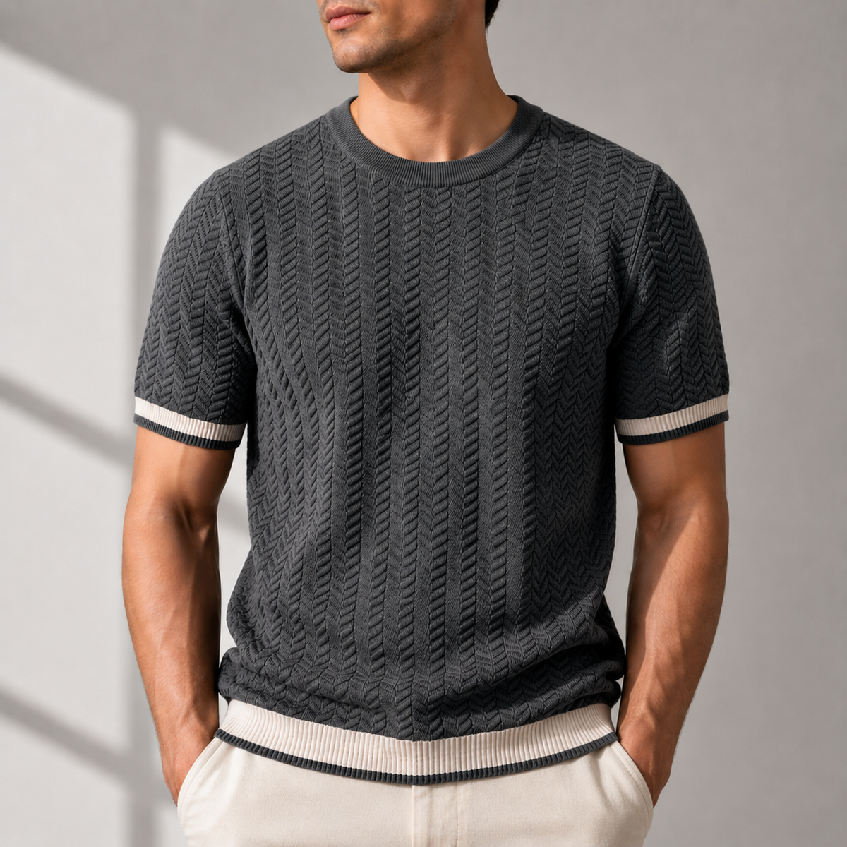 TEXTURED KNIT T-SHIRT FOR MEN