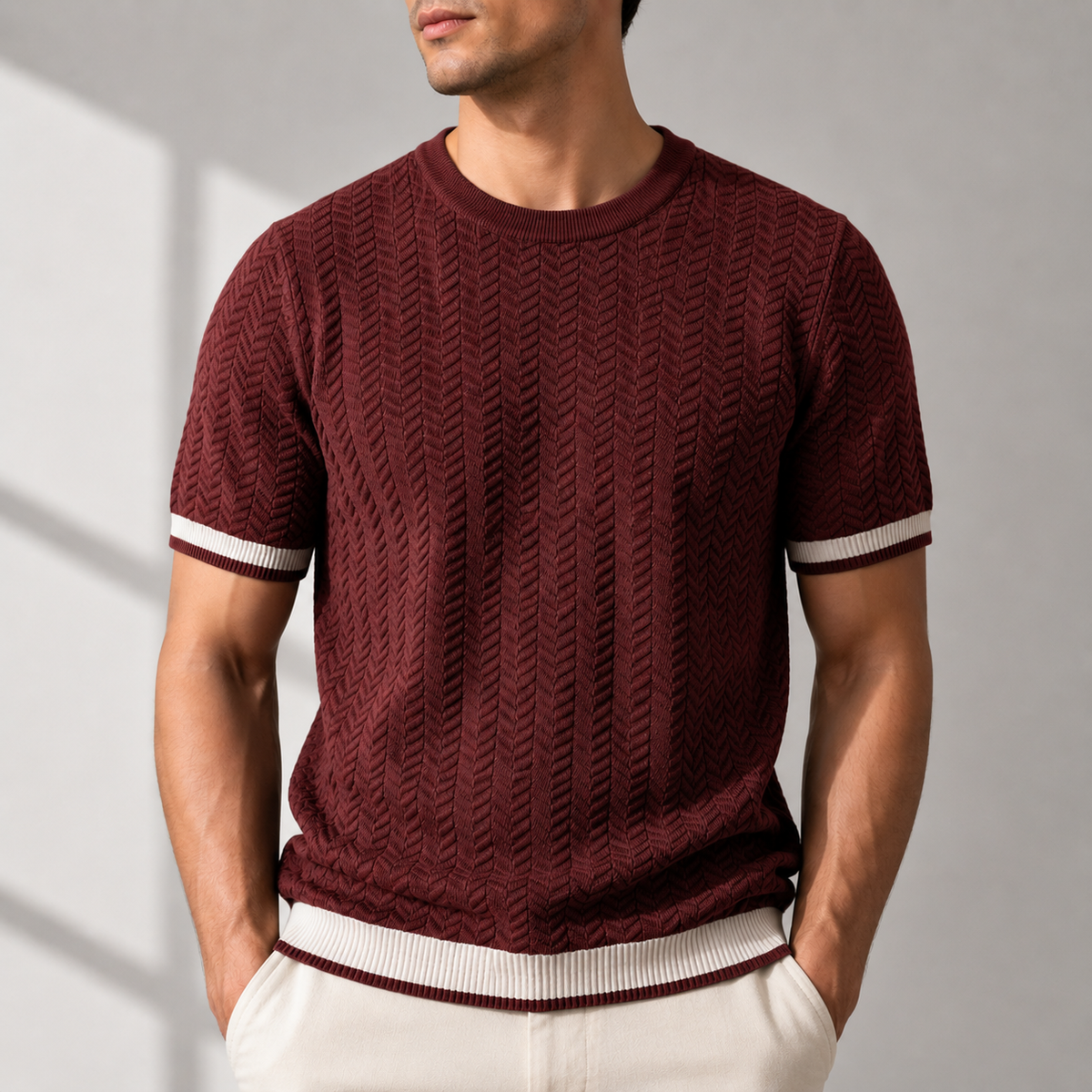 TEXTURED KNIT T-SHIRT FOR MEN