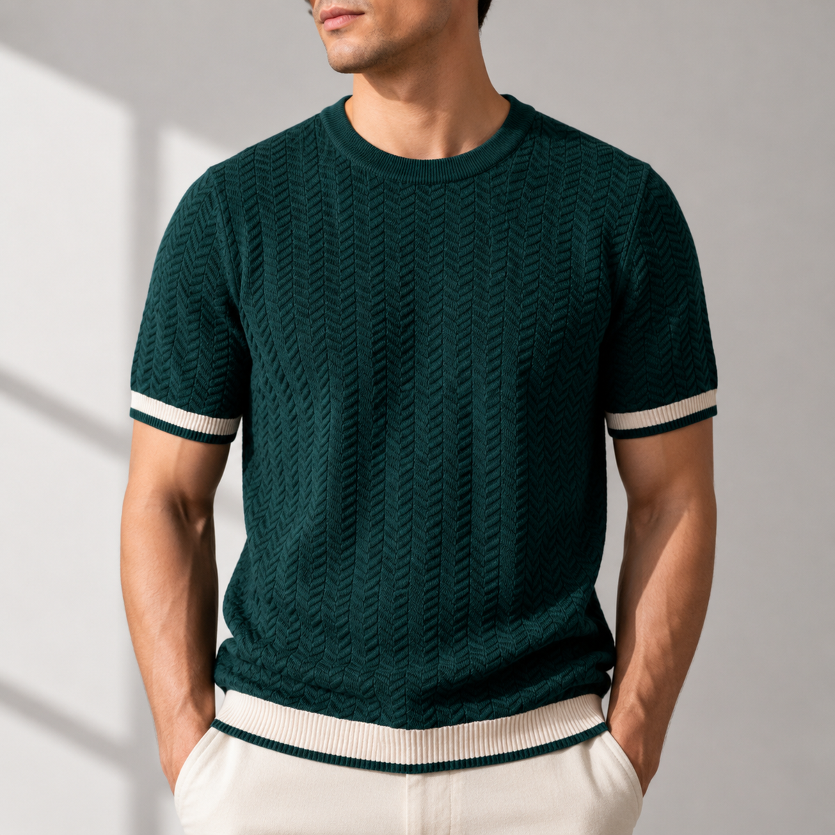 TEXTURED KNIT T-SHIRT FOR MEN