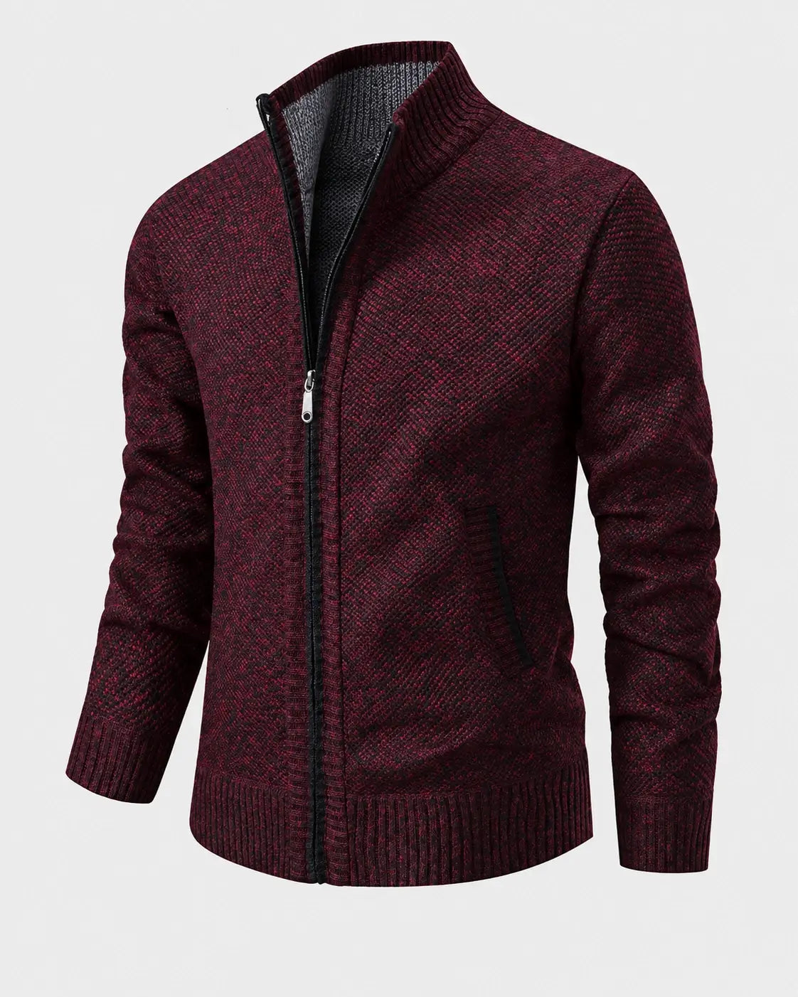 KNIT ZIP COLLAR SWEATER FOR MEN