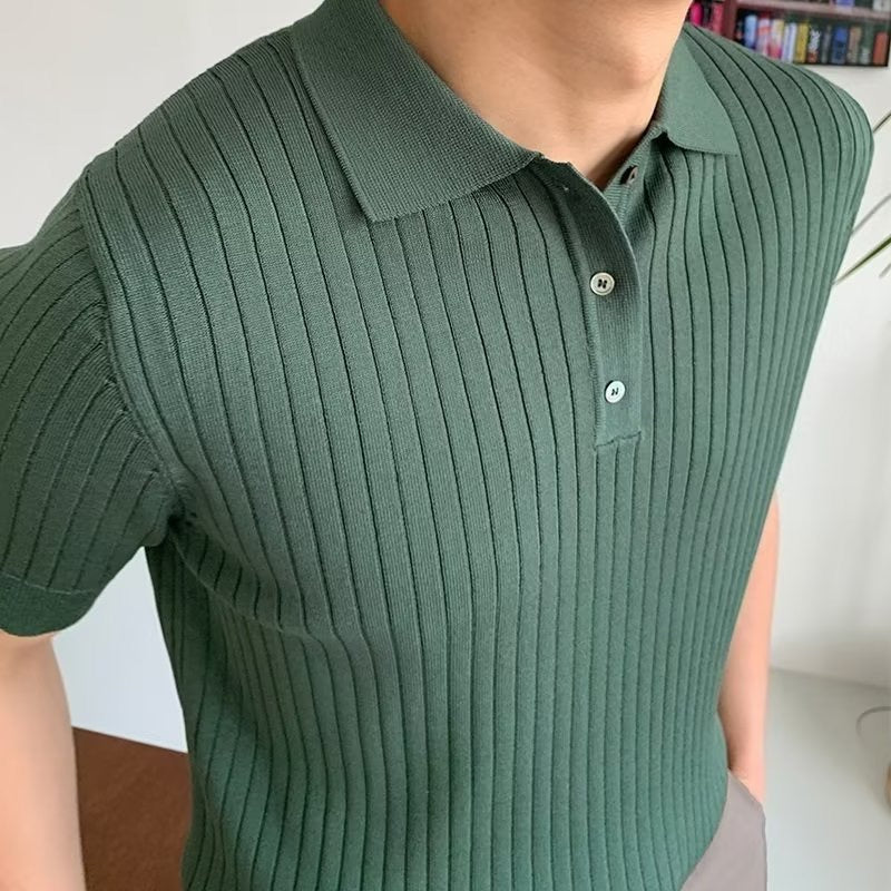 TEXTURED COTTON POLO FOR MEN