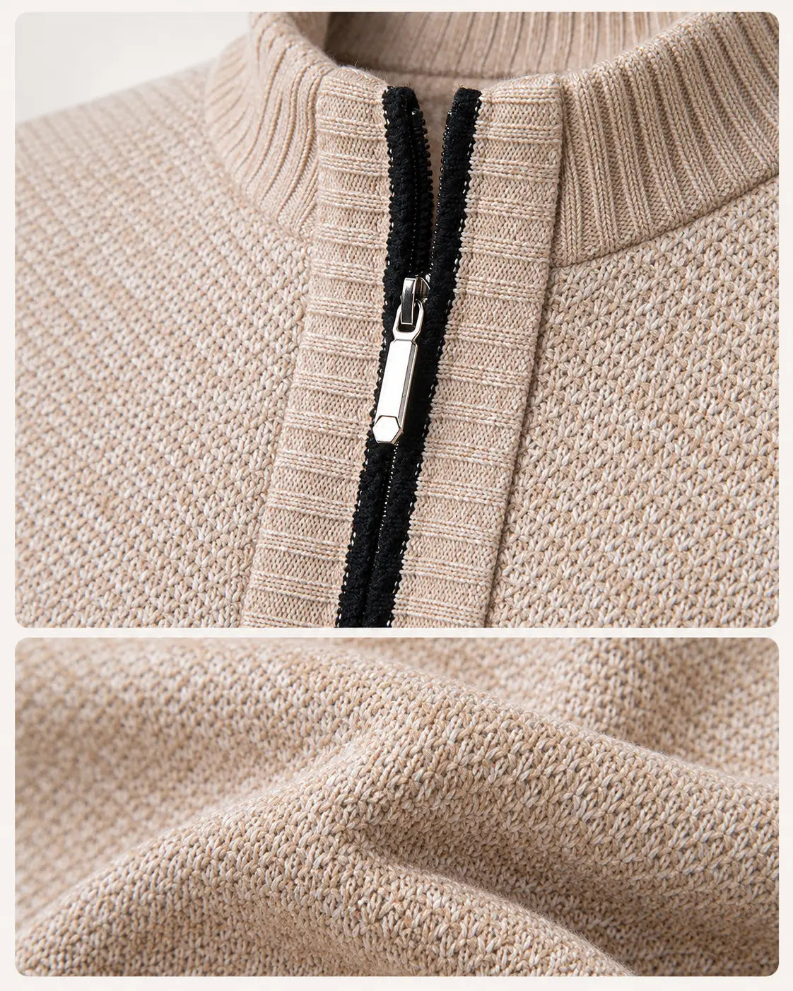 KNIT ZIP COLLAR SWEATER FOR MEN