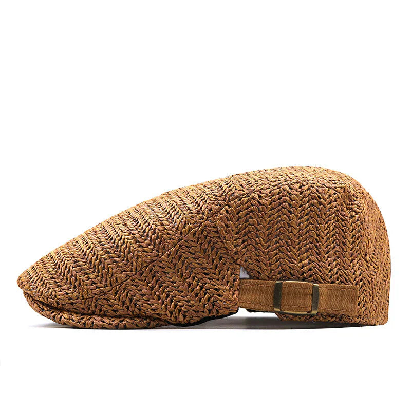 WOVEN STRAW FLAT CAP FOR MEN
