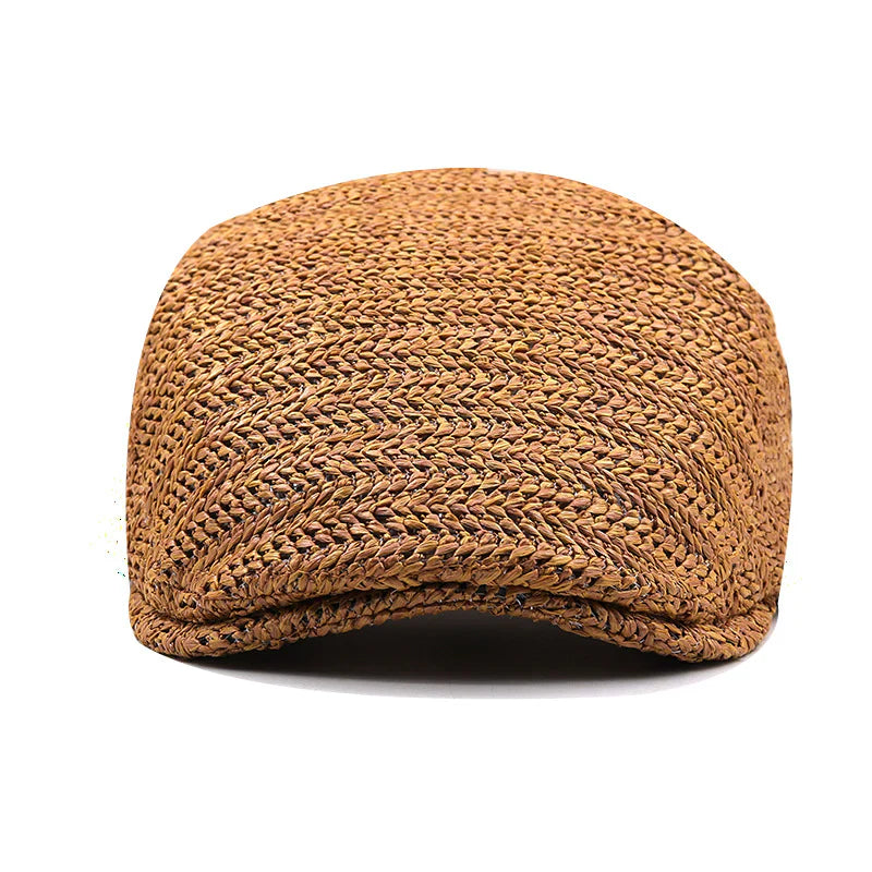WOVEN STRAW FLAT CAP FOR MEN