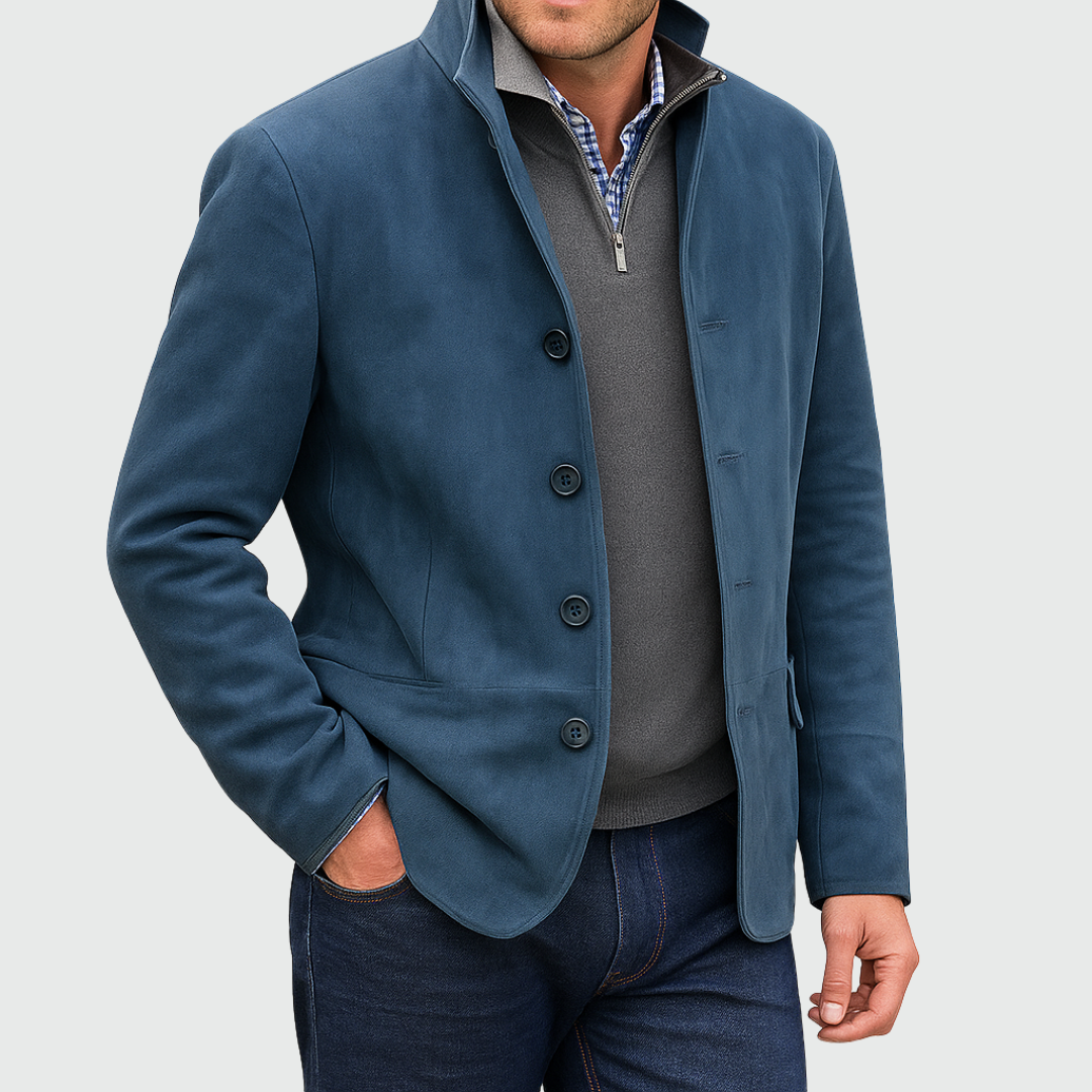 SUEDE STYLE BUTTON JACKET FOR MEN